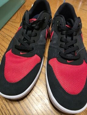 Nike SB Alleyoop Size 10.5m Black and Red Low-Top Sneakers Brand New
